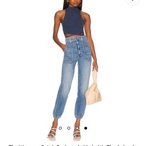 Mother Denim Wrapper Patch Springy Ankle in “We The Animals” color, Size 27